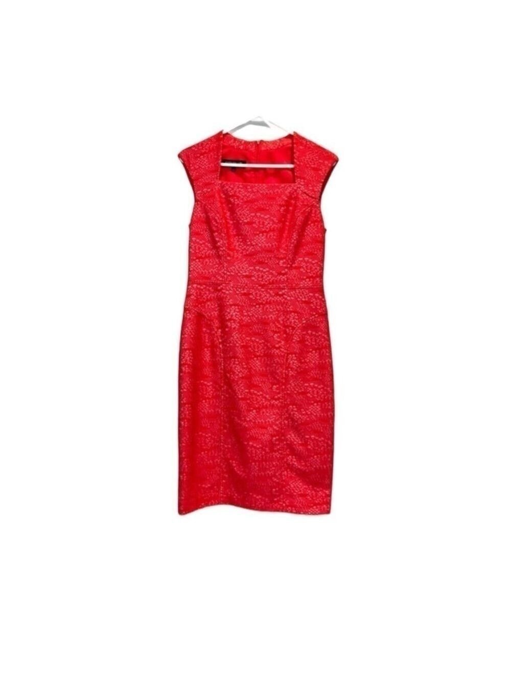 Jones New York Sheath Dress Textured Lace Coral Orange Size 4